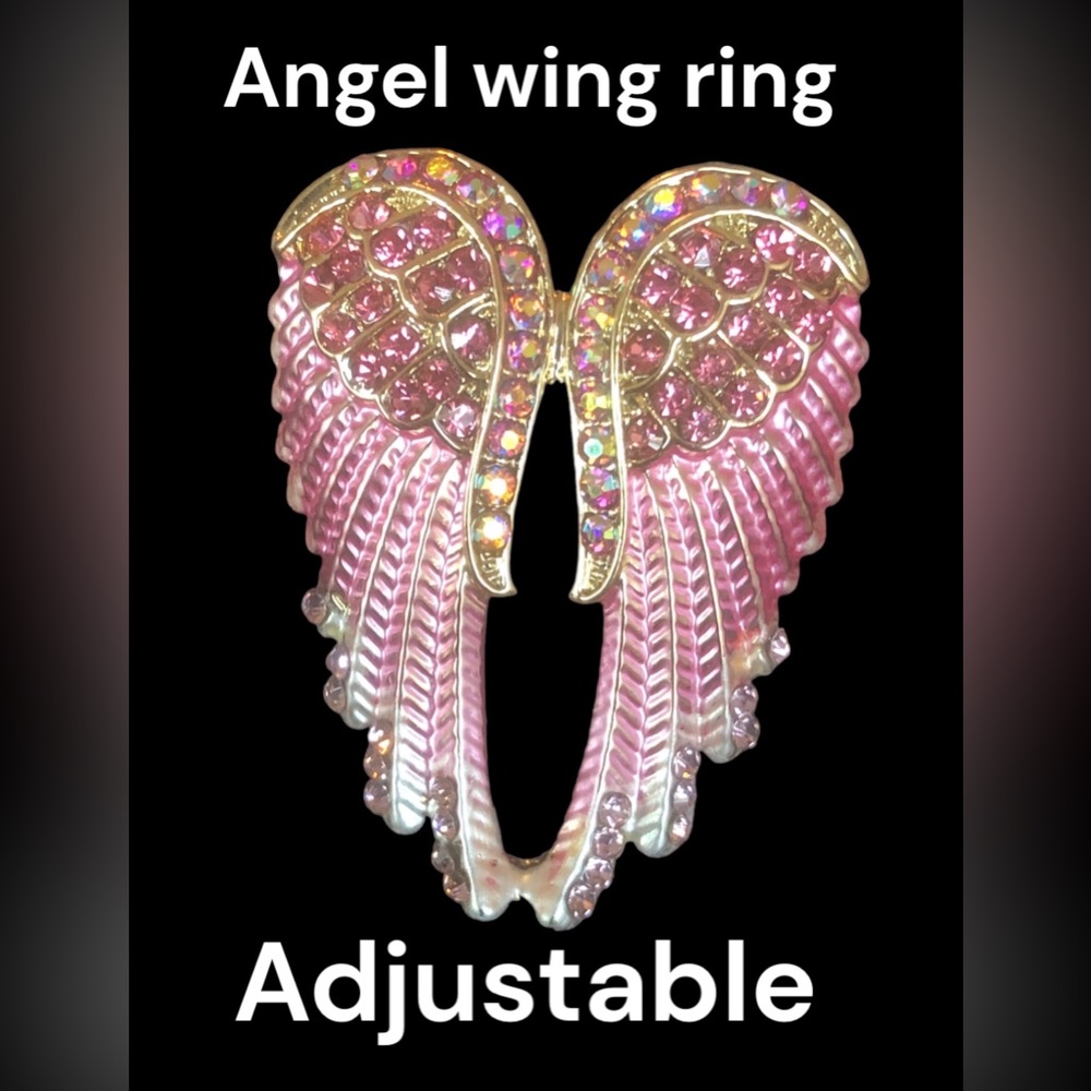 5 for $25 angel wing ring with adjustable size